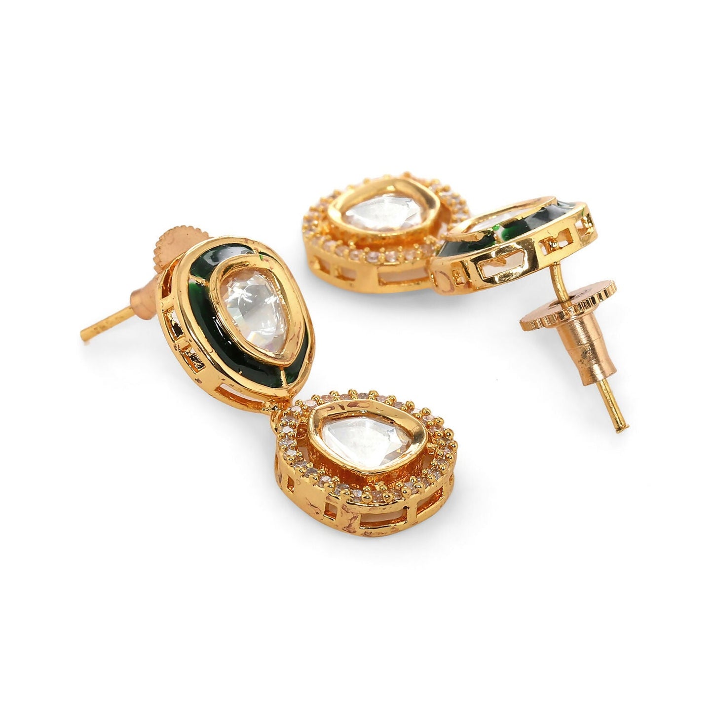 Duet Gold and Meenakari Earrings (Gold) - Ruby Raang | Swadesiicart