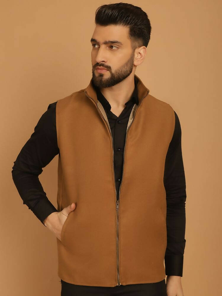 Even Apparels Pure Wool Nehru Jacket - Beige | Swadesiicart