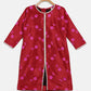 Ahalyaa Red Poly Silk Straight Printed Kids Kurta Palazzo Set For Girls | Swadesiicart
