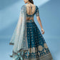 House of Panchhi Teal - Pure Georgette Embroidered Lehenga | Swadesiicart