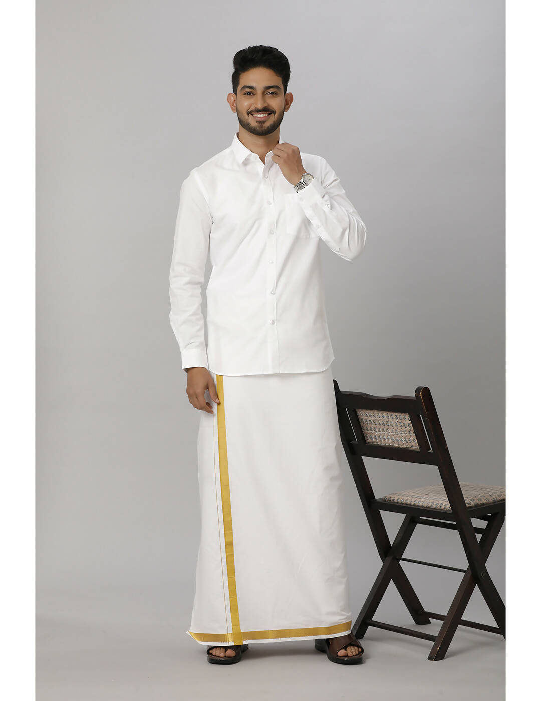 Ramraj Cotton Mens Fullsleeve White Shirt Pus Size | Swadesiicart