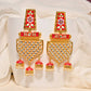 Traditional Gold-Polished Meenakari Red Jhumka Jhumki Earrings By House of Ree - House of Ree