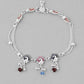 VOJ Set of 2 Silver Plated Peacock Shaped Multi Color Anklet - Swadesiicart