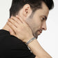 NVR Men Silver-Plated Stainless Steel American Diamond Studded Link Bracelet - NR Retail-NVR