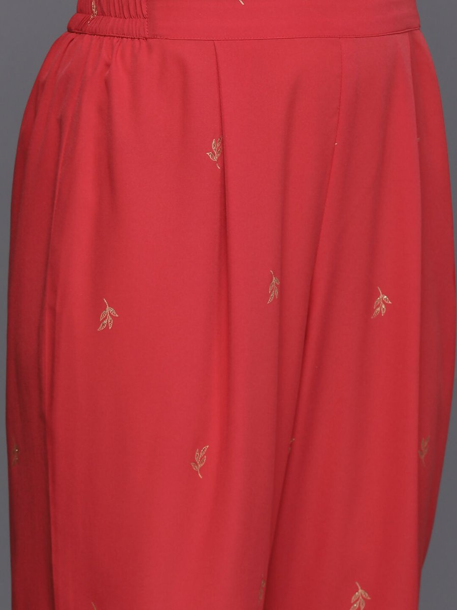 Ahalyaa Women's Traditional Wear Co-ods - Red - Swadesiicart