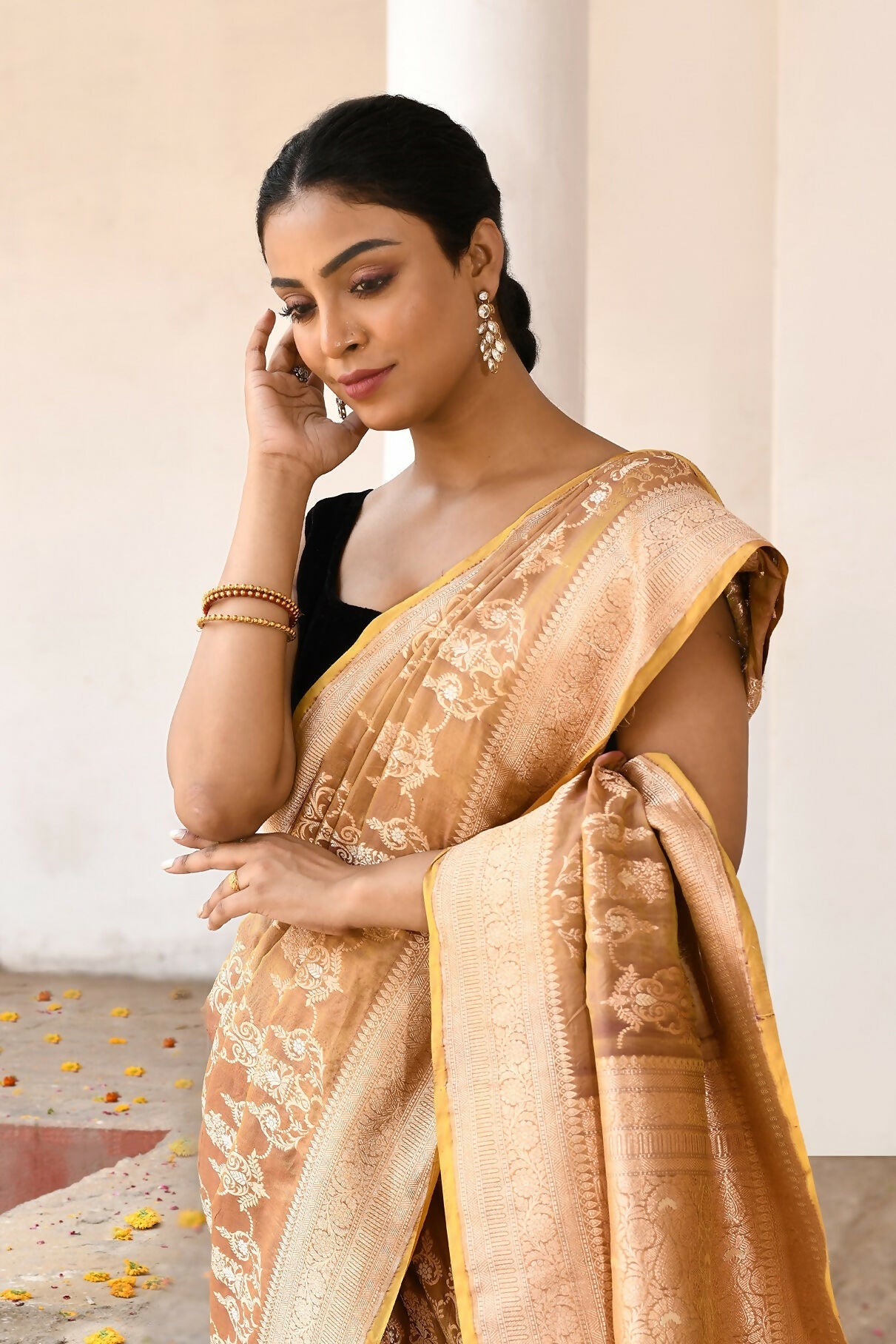 Joban Fashion Olive Pure Katan Pure Handloom Banarasi Silk Saree | Swadesiicart
