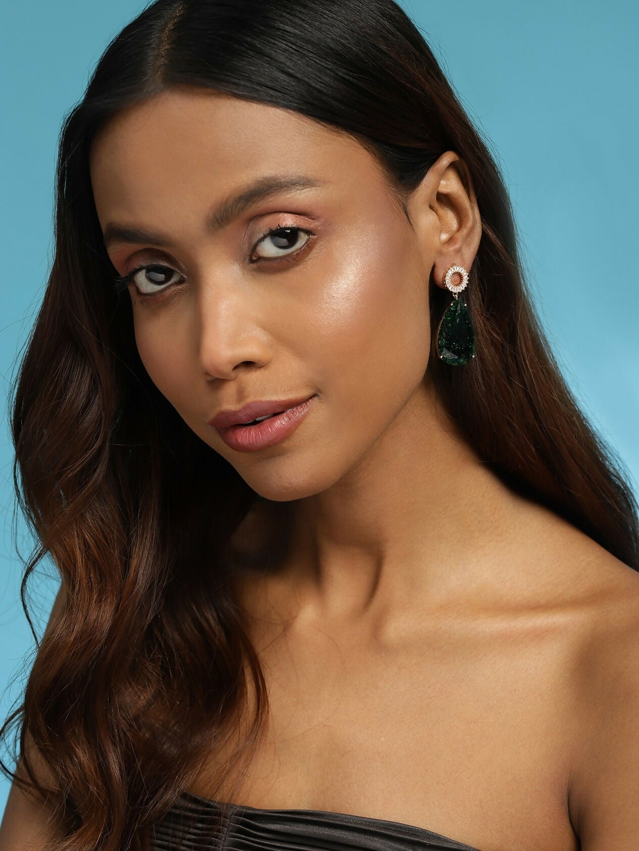 Green Druzy Quartz Earrings- Ruby Raang | Swadesiicart