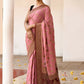 Joban Fashion Nude Pink Crepe Chiffon Pure Handloom Banarasi Silk Saree | Swadesiicart