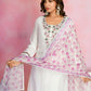 Ethnic Festive Wear Viscose Chanderi White Stitched Suit With Dupatta - Tanisha | Swadesiicart