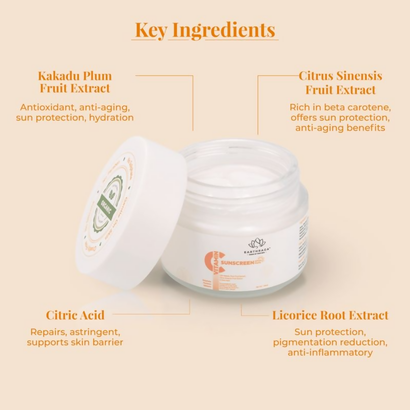 Earthraga Vitamin C Sunscreen SPF 50 Matte | Swadesiicart