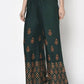 Aniyah Rayon Bottle Green Color Block Print Flared Slip-On Palazzo (AN-219K)