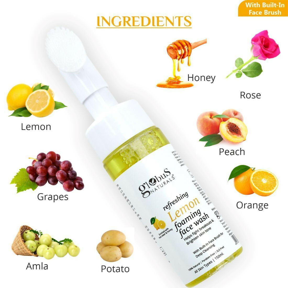 Globus Naturals Brush Lemon Face wash | Swadesiicart