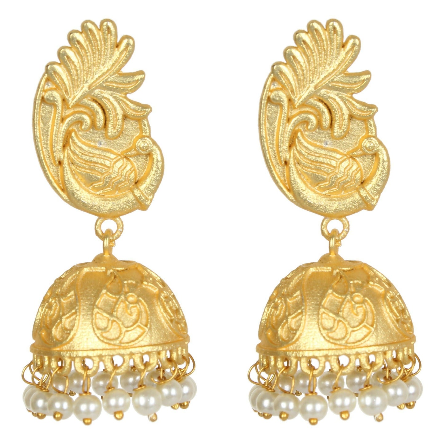 Joban Fashion Women Matte Gold Brass Jhumka | Swadesiicart