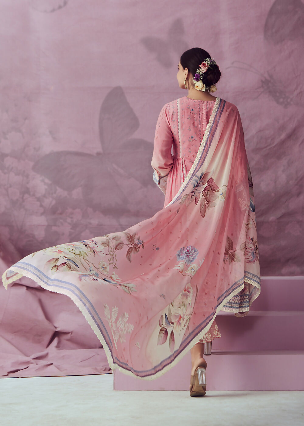 Blush Pink Muslin Cotton Printed Trendy Salwar Kurta Set - Emponline | Swadesiicart