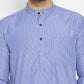 Even Apparels Blue Color Pure Cotton Long Men's Kurta With Band Collar | Swadesiicart