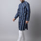 Even Apparels Navy Pure Cotton Men's Kurta With Band Collar (STR1169) | Swadesiicart