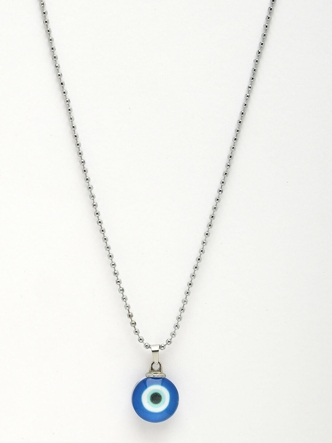 NVR Unisex Evil Eye Silver-Plated Stainless Steel Pendant with Chain - Swadesiicart