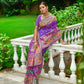 Vishnu Weaves Women's Purple Banarasi Silk Kashmiri Woven Saree with Blouse - Swadesiicart