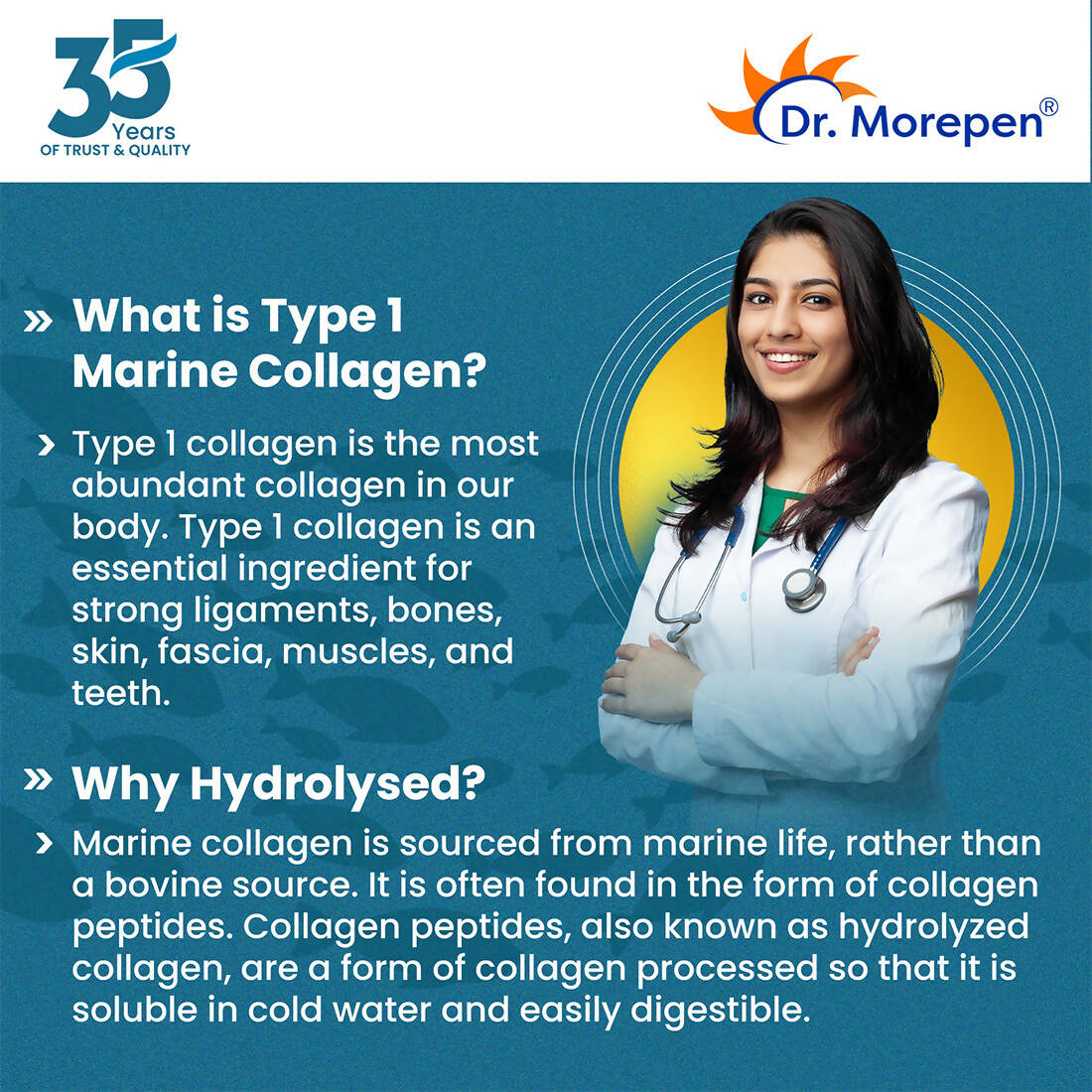 Dr. Morepen Biotin+ Advanced Tablets and Marine Collagen Protein Powder Chocolate Flavour Combo - Swadesiicart