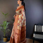Joban Fashion Brown Floral Motifs Banarasi Silk Sarees | Swadesiicart