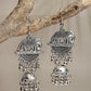 NVR Women's Silver-Toned Elephant Design German Silver Oxidised Dome Shaped Jhumka Earrings | Swadesiicart