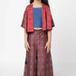 Lil Drama Ethnic Twist Girls Red Print Flared Palazzo With Top And Jacket Co-Ordinate Set - Swadesiicart