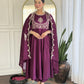 The52 Purple Women's Gorgeous Embroidered Vichitra Silk Fabric Flared Kurta Pant with Dupatta Set - Swadesiicart