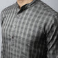 Even Apparels Brown Color Cotton Checked Men's Kurta With Band Collar (CHK1157) | Swadesiicart