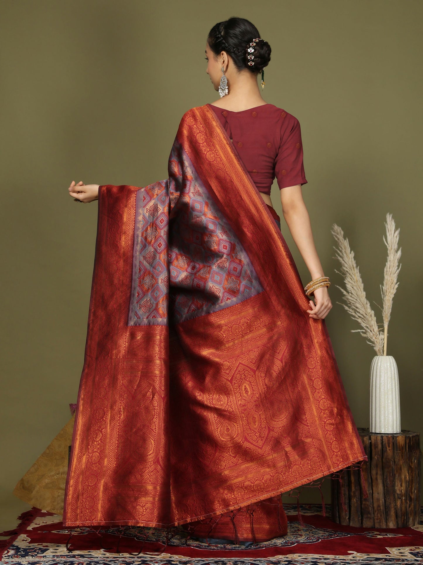 Shree Shyam Fashion Lichi Silk Grey Saree