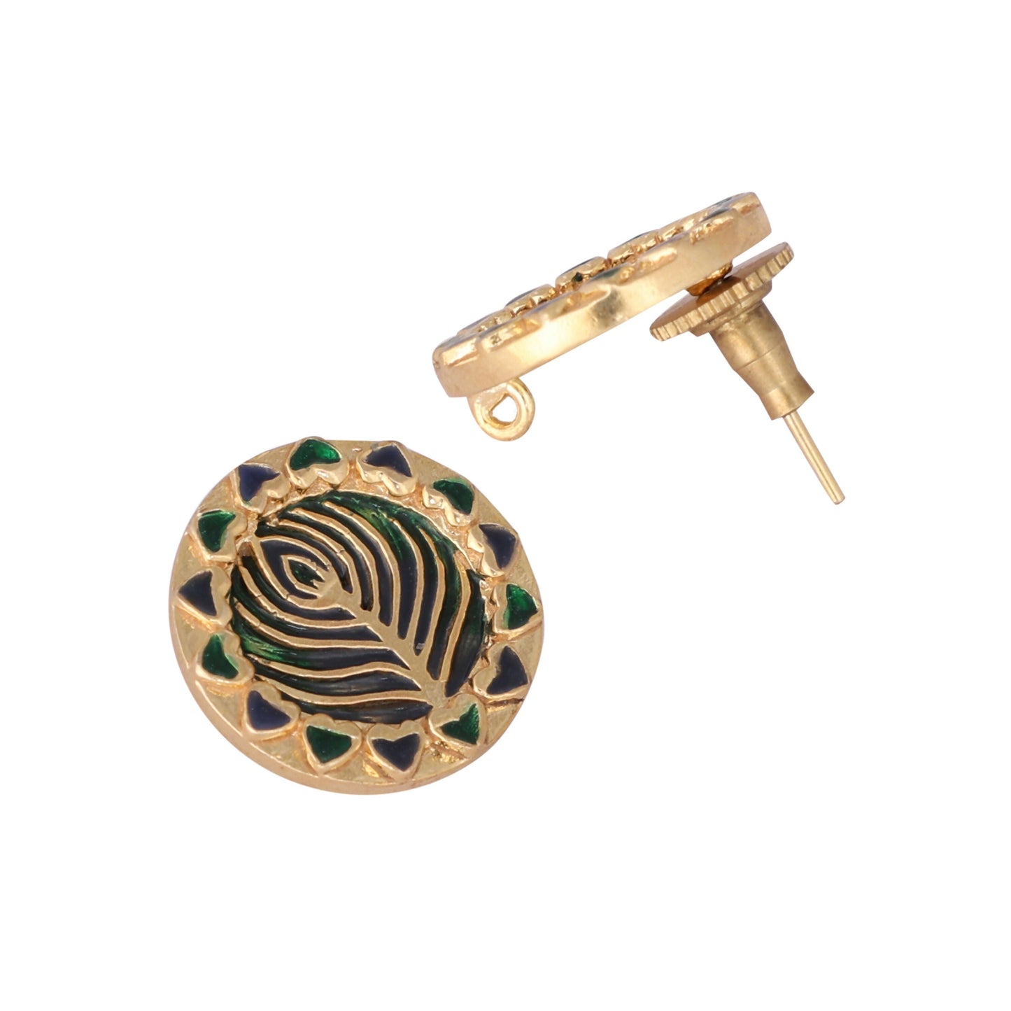 Nuyug 22K Gold Plated Contemporary Round Shaped Enamel Studs | Swadesiicart