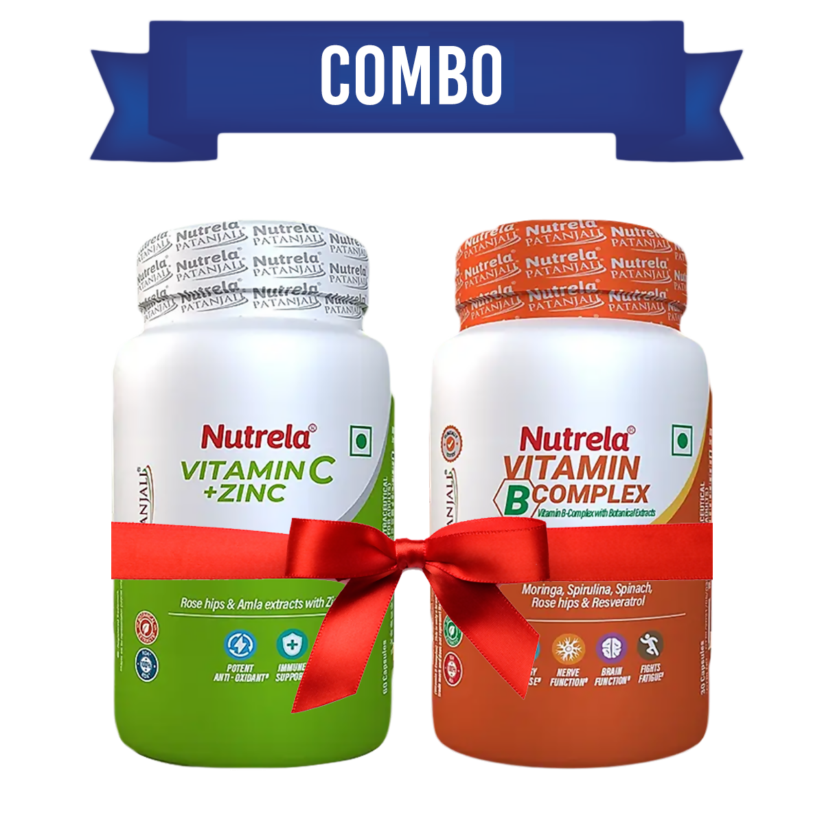 Patanjali Nutrela Vitamin C & Zinc + B-Complex Capsules Combo - Swadesiicart