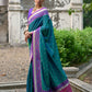 Vishnu Weaves Women's Rama Banarasi Silk Woven Saree with Blouse - Swadesiicart