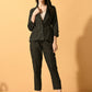 Myshka Women's Black Printed Coat With Trousers - Swadesiicart
