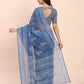 Shree Shyam Fashion Linen Cotton Indigo Blue Saree