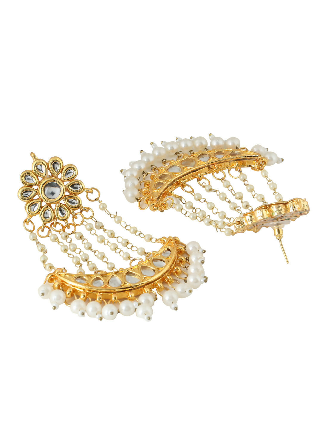NVR Women Gold-Polished Kundan Chandbali Earrings | Swadesiicart