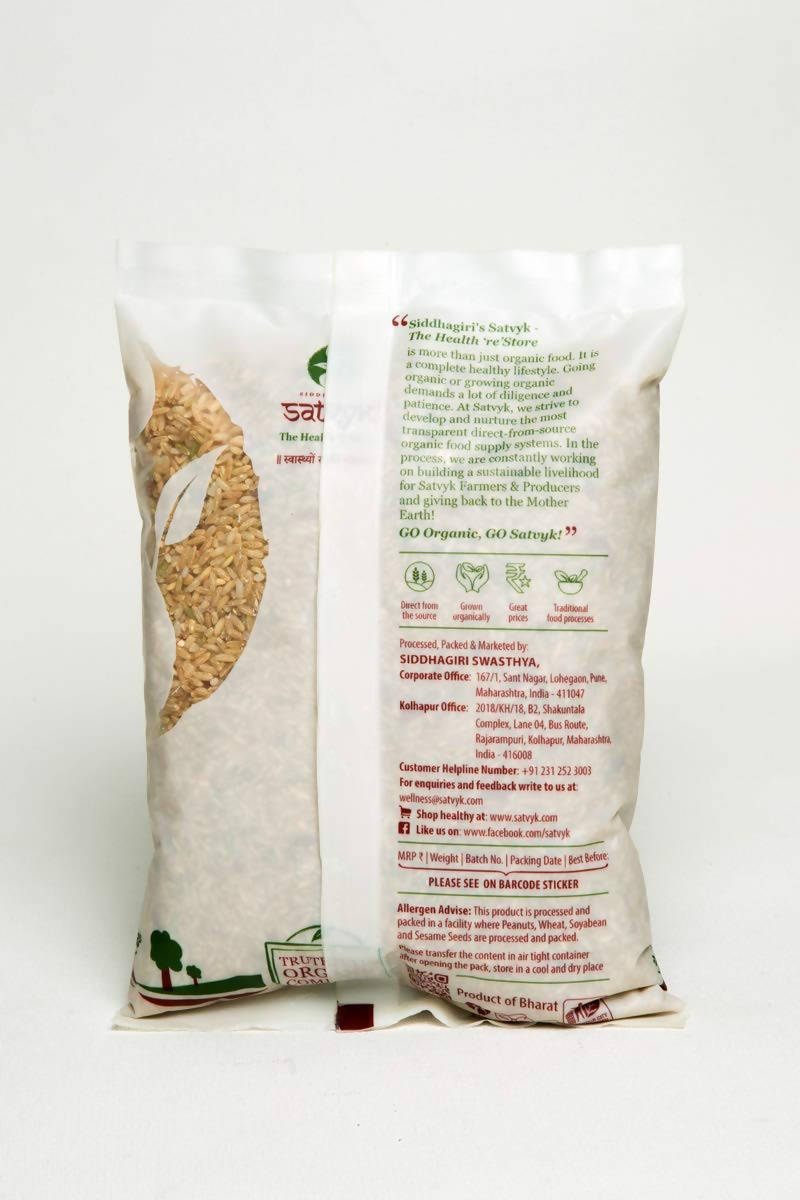 Siddhagiri's Satvyk Organic Unpolished Sona-Masuri Rice back image