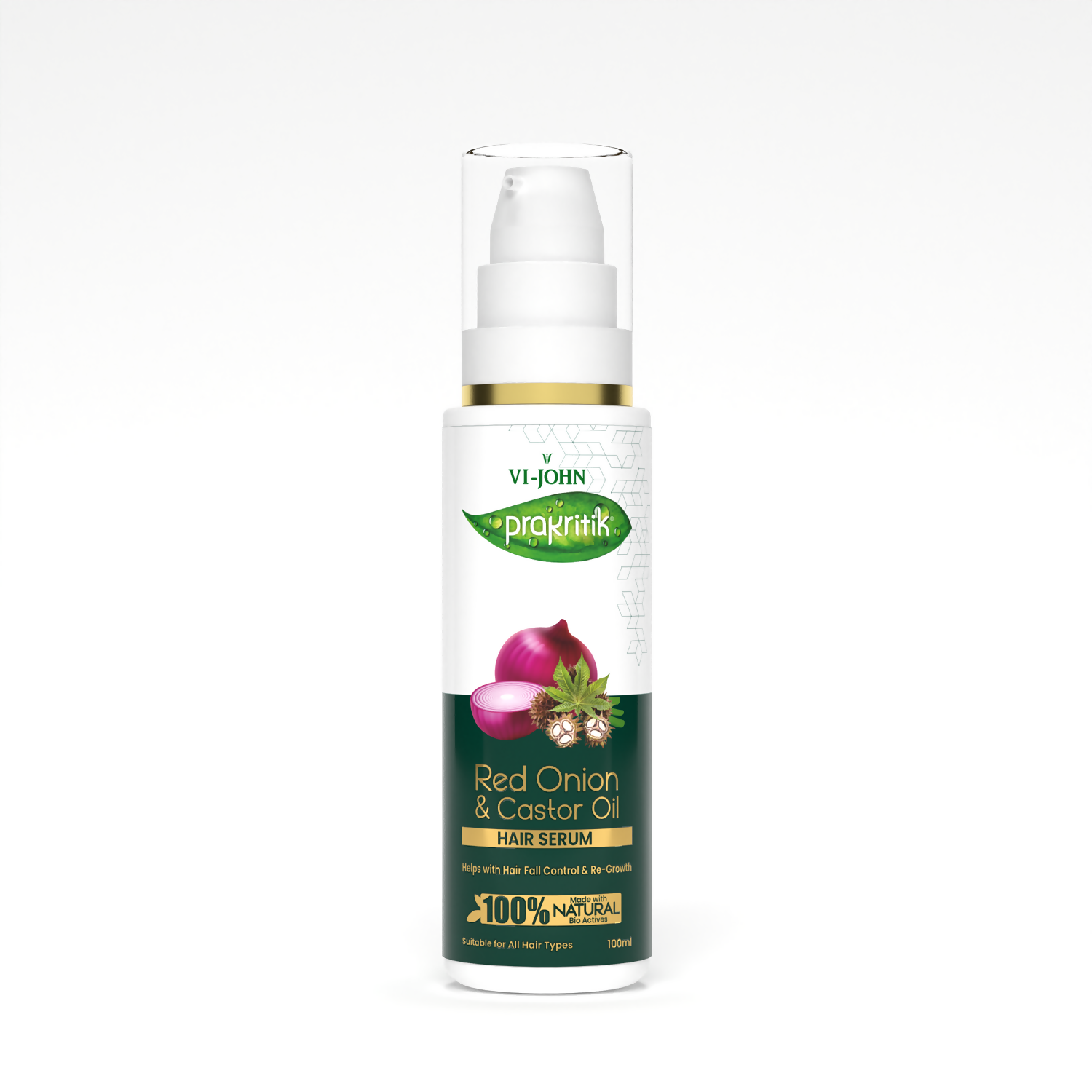 VI-JOHN Prakritik Red Onion & Castor Oil Hair serum, Reduces Hair Loss, 100% Natural Bio Actives Hair Oil | Swadesiicart