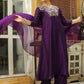 Janasya Purple Silk Blend Yoke Embroidery Kurta,Bottom & Dupatta | Swadesiicart