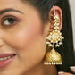 Nuyug 22K Gold-Plated Floral Jhumki Kundan Studded Kanauti Earrings | Swadesiicart