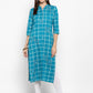 NOZ2TOZ Women Sky Blue Cotton Kurta (1Pc) - Noz2Toz