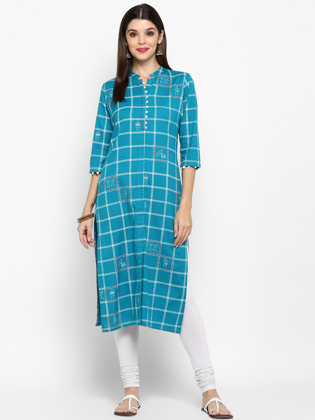 NOZ2TOZ Women Sky Blue Cotton Kurta (1Pc) - Noz2Toz