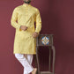Anaita Yellow Solid Soft Jacquard Silk Straight Kurta
