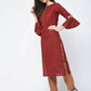 Aniyah Cotton Criss Cross Bell Sleeves Straight Kurta In Maroon (AN-101B) - Swadesiicart