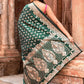 Joban Fashion Emerald Green Banarasi Katan Pure Handloom Banarasi Silk Saree | Swadesiicart