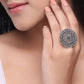 NVR Women Oxidised Silver-Plated Adjustable Finger Ring | Swadesiicart