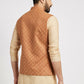 Ethnic India Brown Bundi Men's Jacket Abstract Blended | Swadesiicart