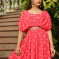 Janasya Pink Georgette Floral Gown | Swadesiicart