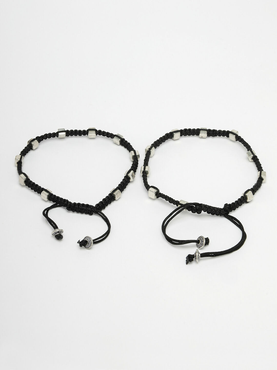 NVR Women's Evil Eye Adjustable Black Anklets | Swadesiicart
