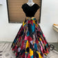 Dishitha Creation Printed Stitched Lehenga & Crop Top - Black & Black | Swadesiicart