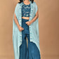 Morchari Women Hand Embroidery Crop Top-Blue - Swadesiicart